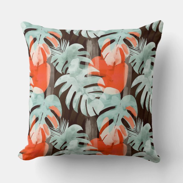 Coussin Motif abstrait simple avec feuilles de monstera, f (Recto)