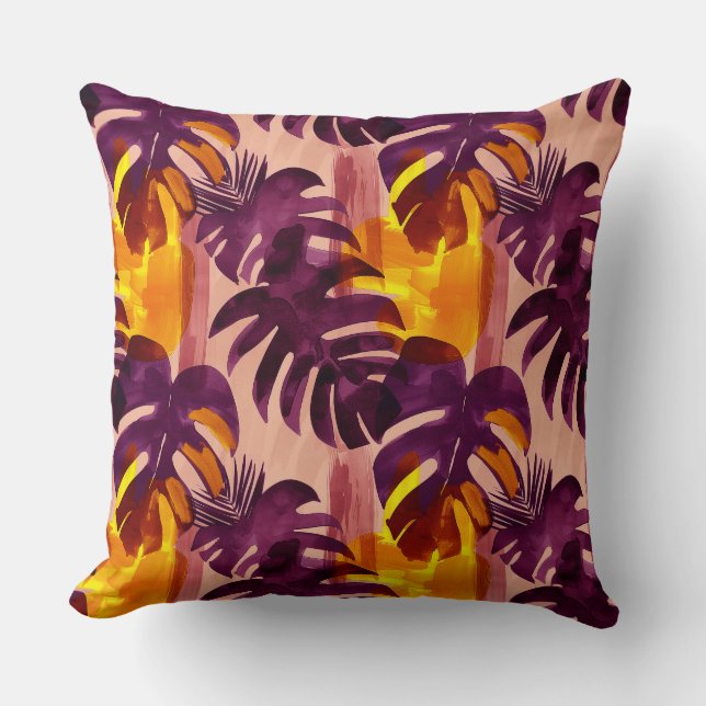 Coussin Motif abstrait simple avec feuilles de monstera, f (Recto)