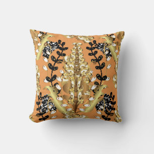 Coussin motif abstrait sur arrière - plan jaune orange ave