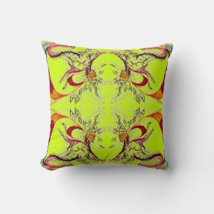 Coussin Motif Abstrait sur Lime Jaune Vert