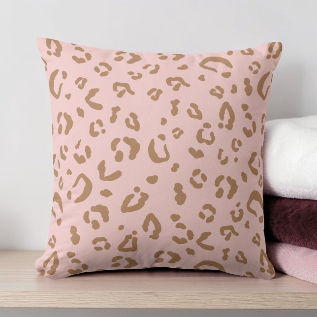 Coussin Motif Abstrait Taches de Guépard Léopard Rose Mode (Modern Pink Leopard Abstract Cheetah Spots Pattern Throw Pillow)