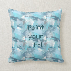 Coussin motif abstrait. .text. de courses de brosse
