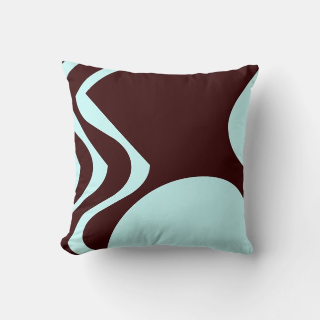coussin motif abstrait turquoise et brun (Recto)