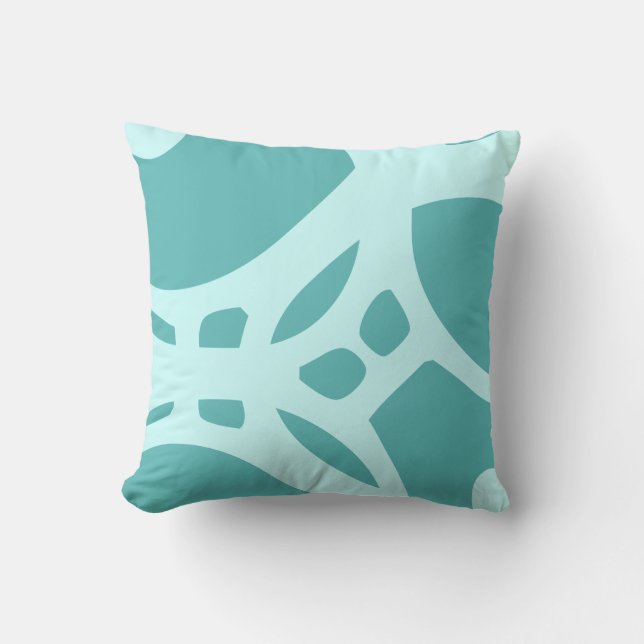 coussin motif abstrait turquoise et brun (Recto)
