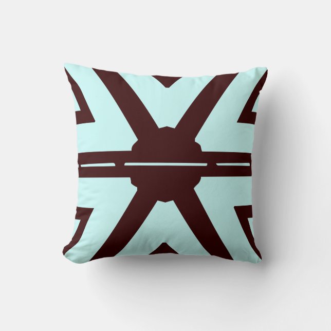 coussin motif abstrait turquoise et brun (Recto)