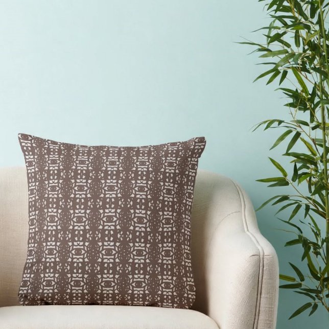 Coussin Motif Abstrait Unique Brun (Créateur téléchargé)