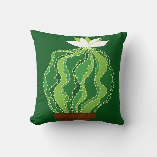Coussin motif Abstrait vert cactus transparent (Recto)