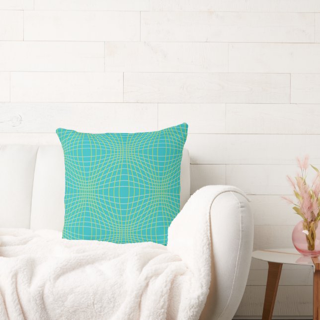 Coussin Motif Abstrait vert et bleu Aqua (Canapé)