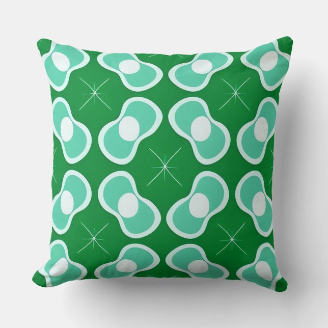 Coussin Motif Abstrait Vert et Turquoise (Recto)