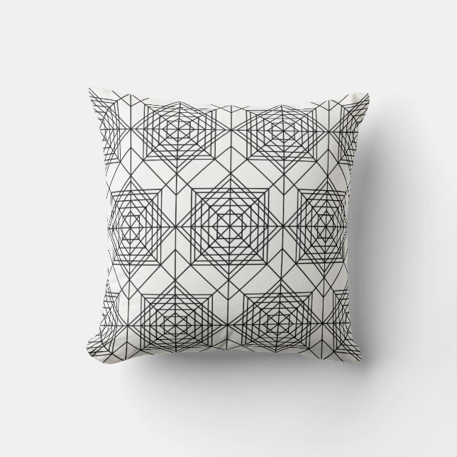 Coussin Motif Abstrait vintage noir et blanc (Recto)