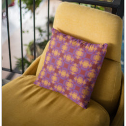 Coussin Motif Abstrait Vintage Rétro Violet, Rouge, Orange