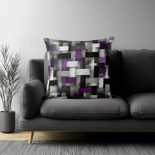 Coussin Motif abstrait violet et blanc