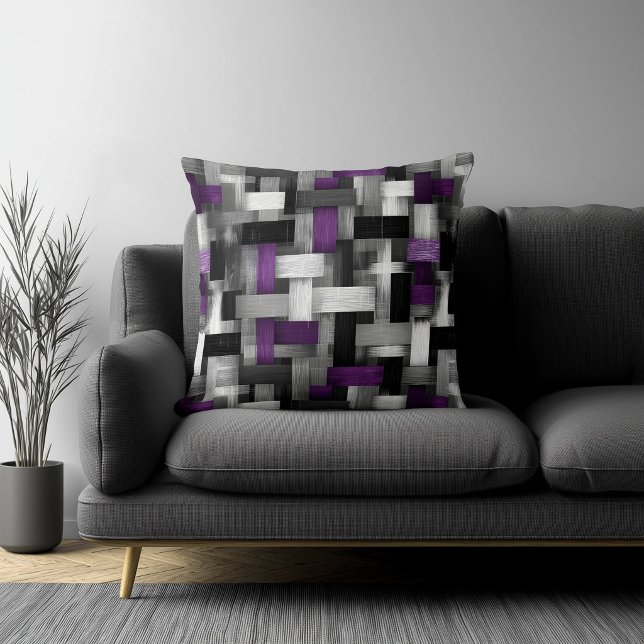 Coussin Motif abstrait violet et blanc (Créateur téléchargé)