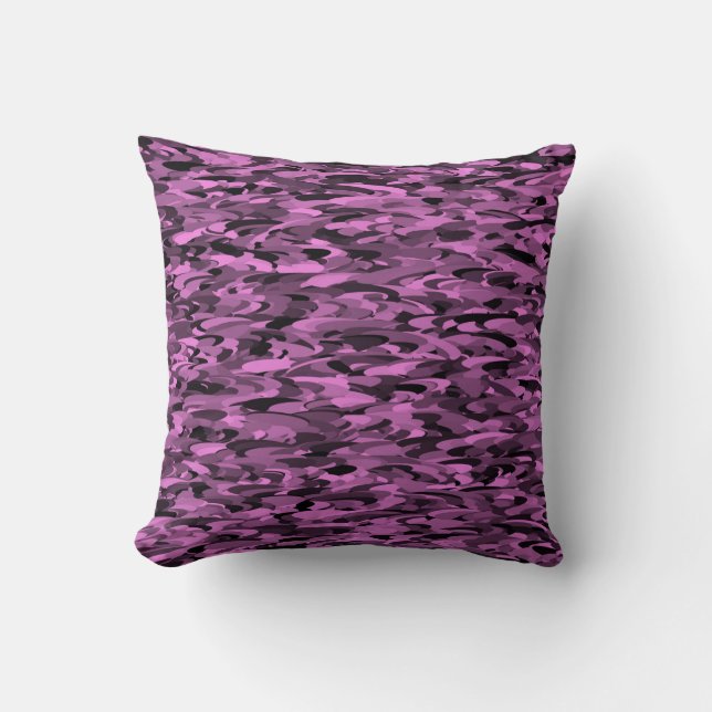 Coussin Motif Abstrait Violet Noir (Recto)
