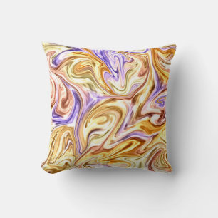 Coussin Motif Abstrait Waves Gold Purple Waves
