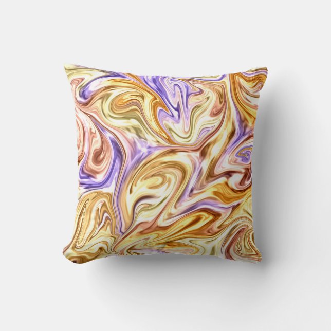 Coussin Motif Abstrait Waves Gold Purple Waves (Recto)