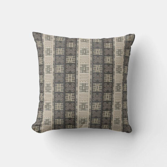 Coussin motif africain avec des siymbols d'Adinkra (Recto)