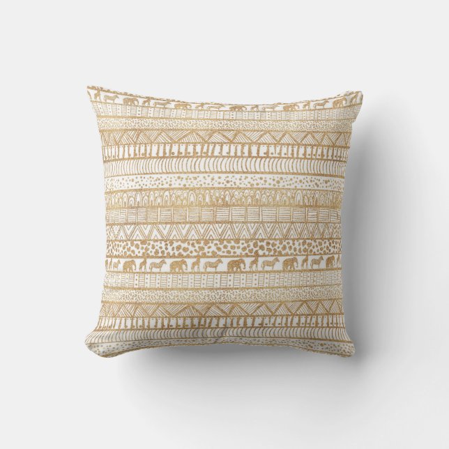 Coussin Motif africain de la tribu Gold White (Recto)