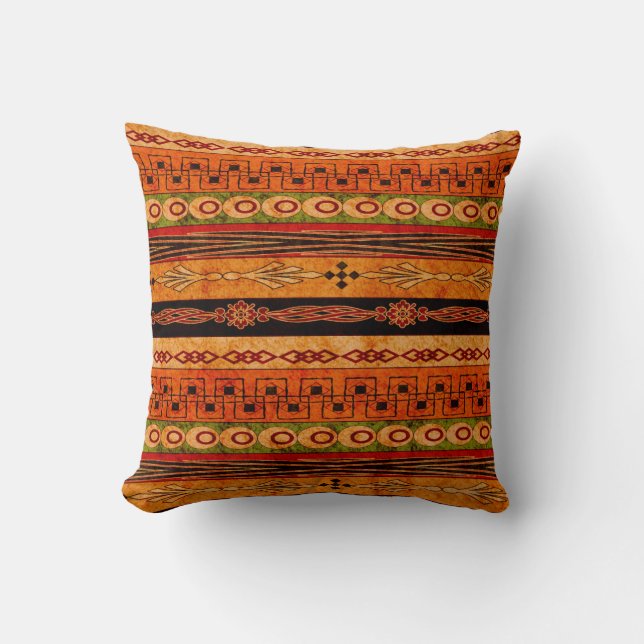 Coussin motif africain rayé. (Recto)