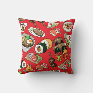 Coussin motif alimentaire japonais transparent