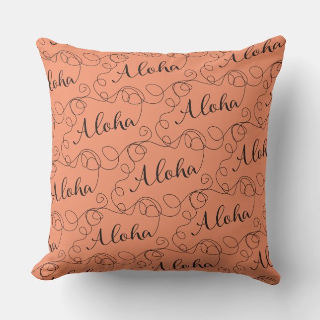 Coussin MOTIF ALOHA noir transparent avec LIGNES (Recto)