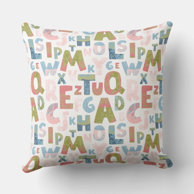 Coussin Motif Alphabet Vintage sans faille (Verso)