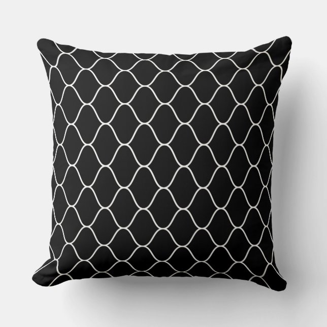 Coussin Motif Amime - Blanc sur Noir (Recto)