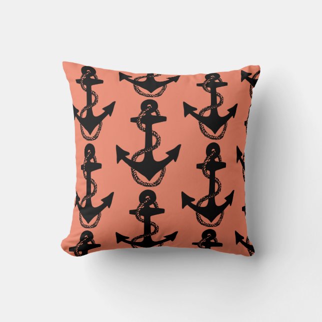 Coussin motif ANCRE chic et nautique | (Recto)