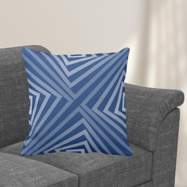 Coussin Motif angulaire imbriqué bleu (Créateur téléchargé)