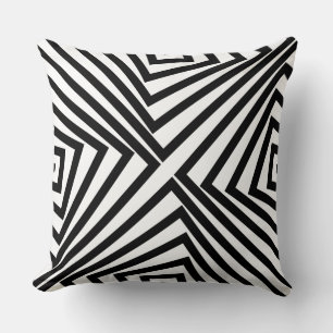 Coussin Motif Angulaire Noir Élégant Blanc