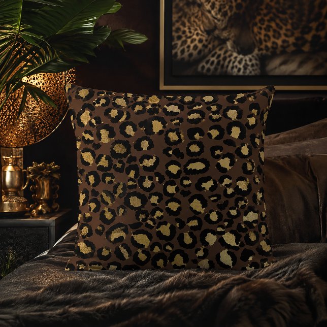 Coussin Motif animal à imprimé léopard bronze et or (Créateur téléchargé)