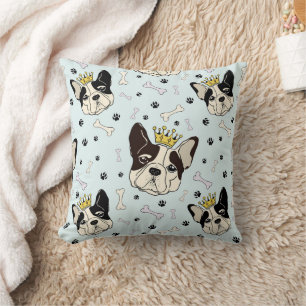 Coussin Motif animal cool - Chien taureau mou avec Couronn