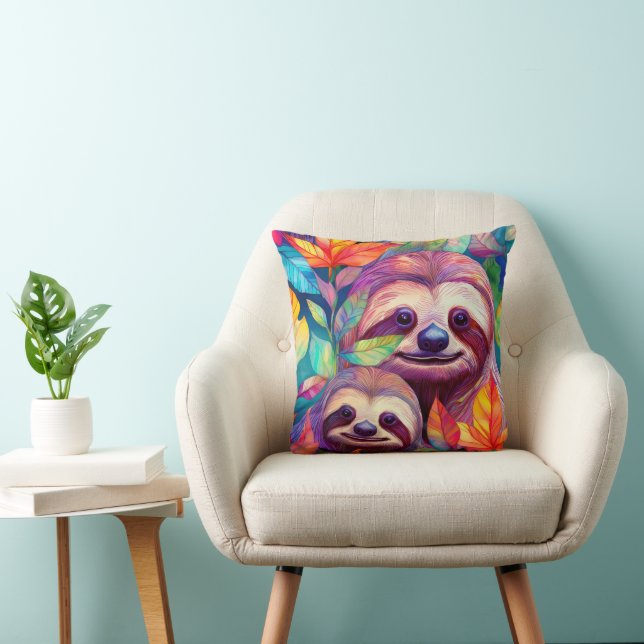 Coussin Motif animal cool - mignonne Sloth 1 (Chaise)