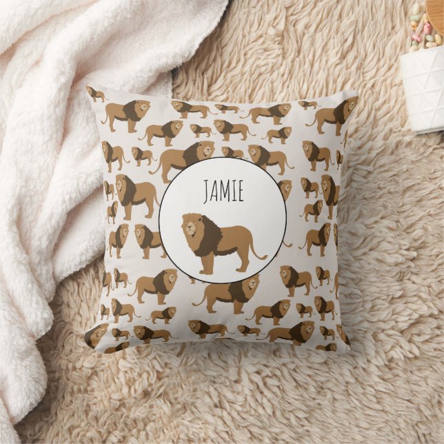 Coussin Motif animal de lions de jungle personnalisé (Couverture)