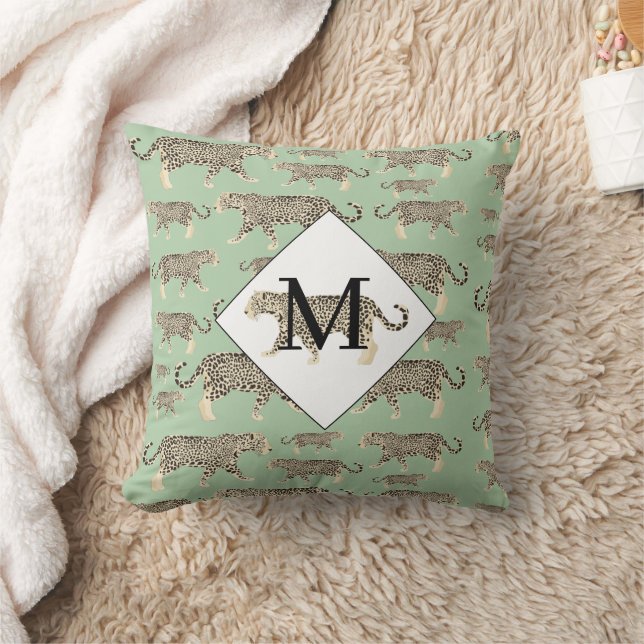 Coussin Motif animal Jaguar Monogramme initial (Couverture)