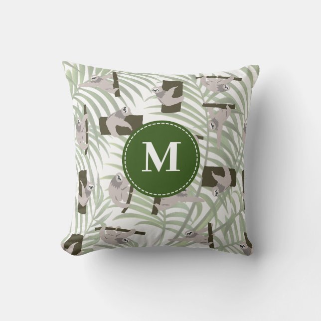 Coussin Motif animal mignon en forêt sauvage Monogramme (Recto)