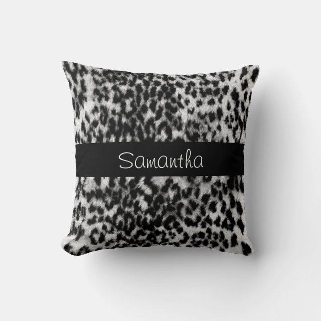 Coussin Motif animal, noir, blanc, monogramme (Recto)