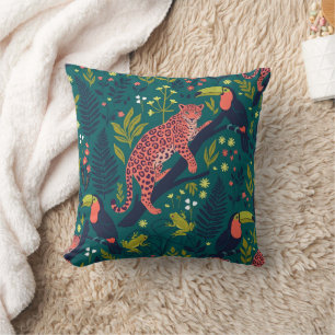 Coussin Motif animalier de jungle luxuriante