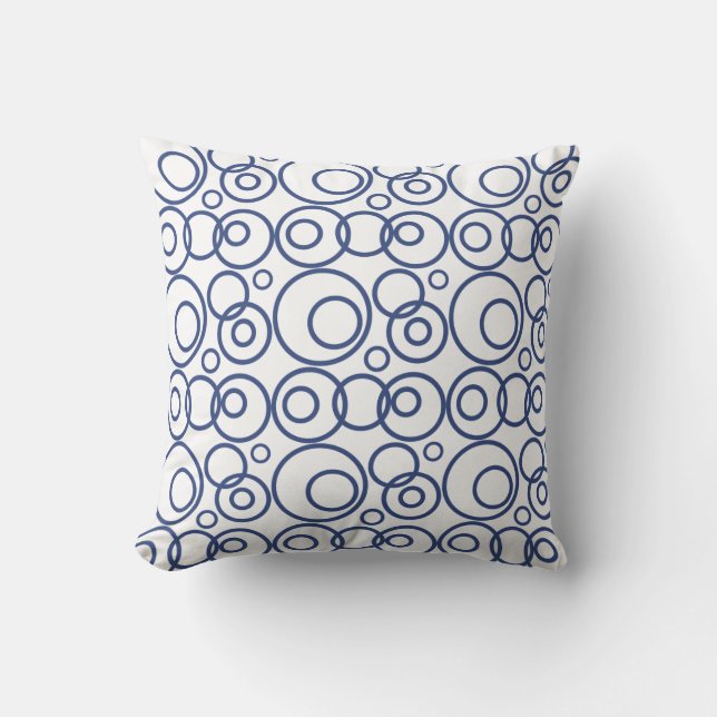 Coussin Motif Anneaux Bleus et Blancs (Recto)