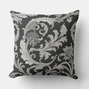 Coussin Motif Antique Fleur Monochrome