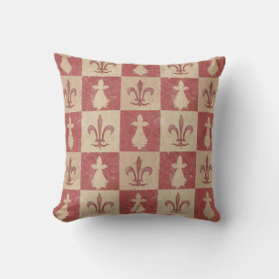 Coussin Motif antique français médiéval Fleur de Lis