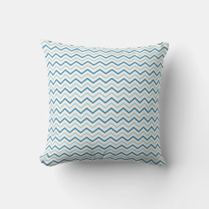 Coussin Motif Aqua Blue Grey Et White Chevron