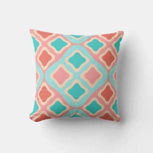 Coussin Motif Aqua Coral