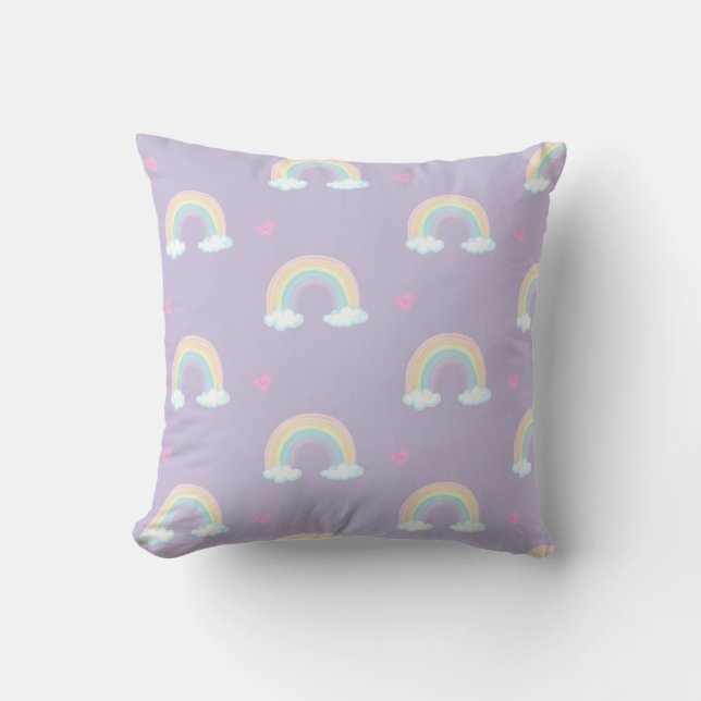 COUSSIN MOTIF AQUARELLE ARC-EN-CIEL (Recto)