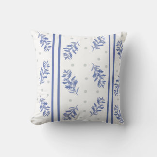 Coussin Motif aquarelle botanique bleu et gris