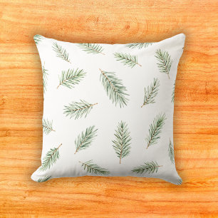 Coussin Motif aquarelle d'aiguilles de sapin de Douglas au