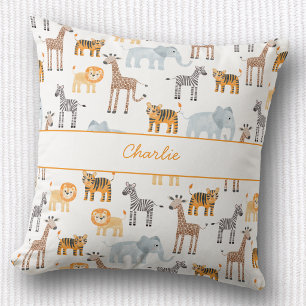 Coussin Motif aquarelle d'animaux de safari pour bébé mign
