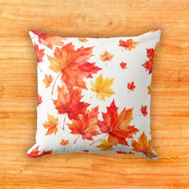 Coussin Motif aquarelle de cascade d'érable automnal vibra (Créateur téléchargé)