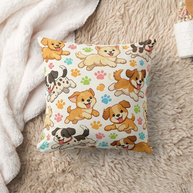 Coussin Motif aquarelle de chiot adorable (3) (Couverture)