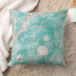 Coussin Motif aquarelle de récif corallien (12)